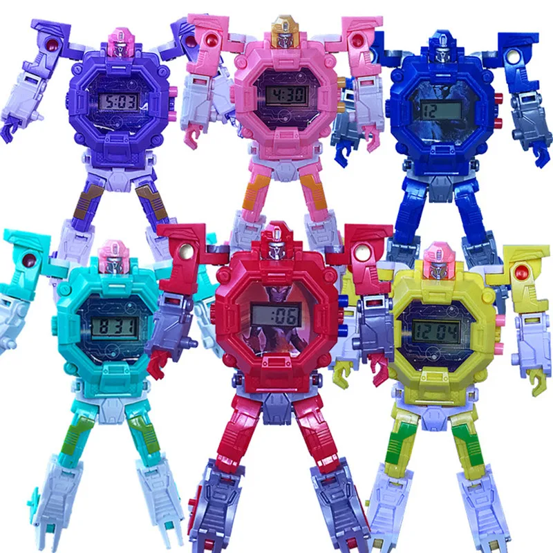 

Children's Robot Deformation Wristwatch Trasformation Boy Girl Digital Multifunction Cartoon Puzzle Kids Toy Electronic Watch