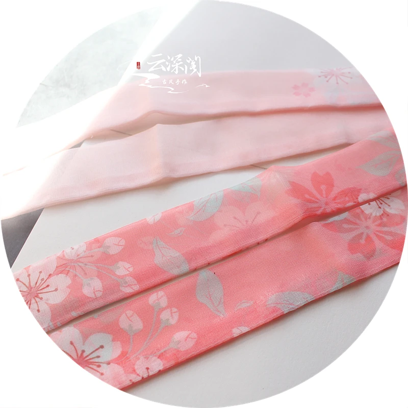 Water red cherry Супер разнообразие древнего бронзового цвета, с рисунком, шифоновые Hanfu волос костюм с тесьмой ремни Hanfu белый головной убор, украшения для волос аксессуары, лента для волос - Цвет: Water red cherry