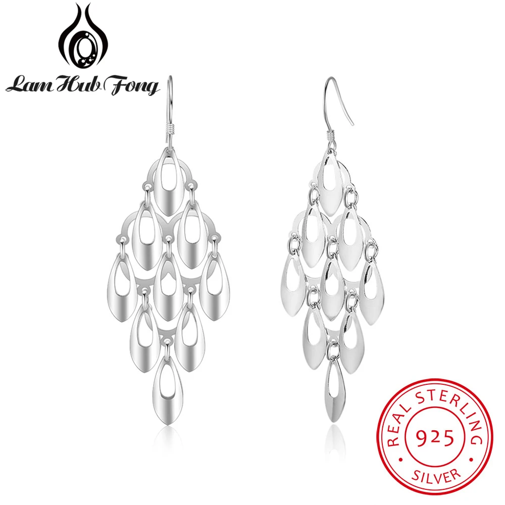 

Diamondido New Real 925 Sterling Silver Tassel Dangle Earrings For Women Girls Multilayer Drop Earring Hollow Out Fine Jewelry