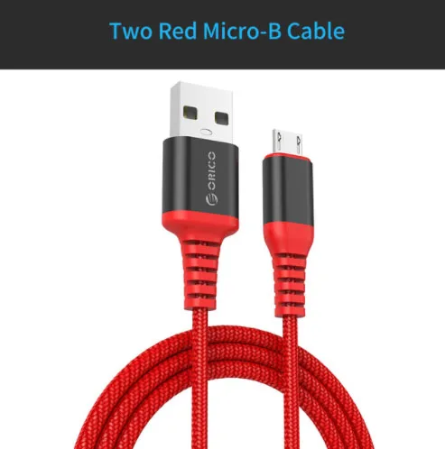 ORICO 2 шт USB кабель Micro-USB-A кабель 1 м/3 фута зарядный шнур черный/красный кабель синхронизации для смартфонов и планшетов - Цвет: 2 pcs Red