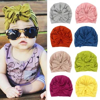 

16 Colors Baby Hat Cotton Bow Turban Hat Baby Photography Props Kids Beanie Infant Accessories Baby Cap for Girls Boy Child Hats