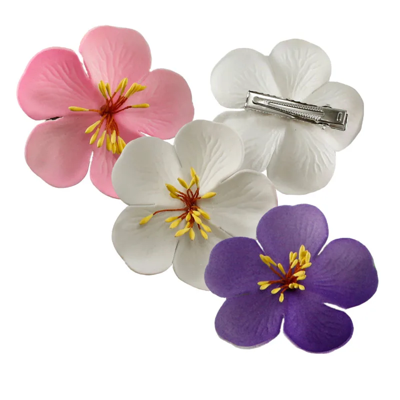 banana hair clips 2 pcs 6.5cm new Fashion  Foam Hawaiian Cherry blossoms Foam Hawaiian Plumeria flower hairpin Frangipani Flower bridal hair clip bridal hair clip