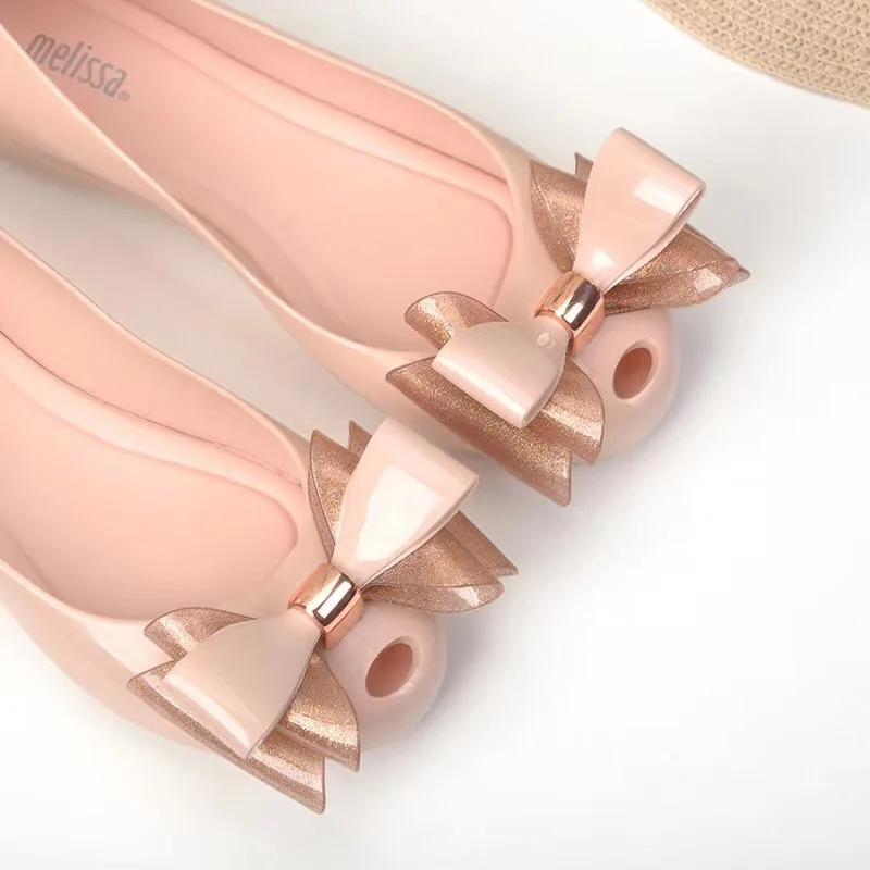 Melissa Women Sandals 2019 Summer New Ins Hot Women Single Shoes Transparent Jelly Sandals Sweet Bowtie Melissa Sandals