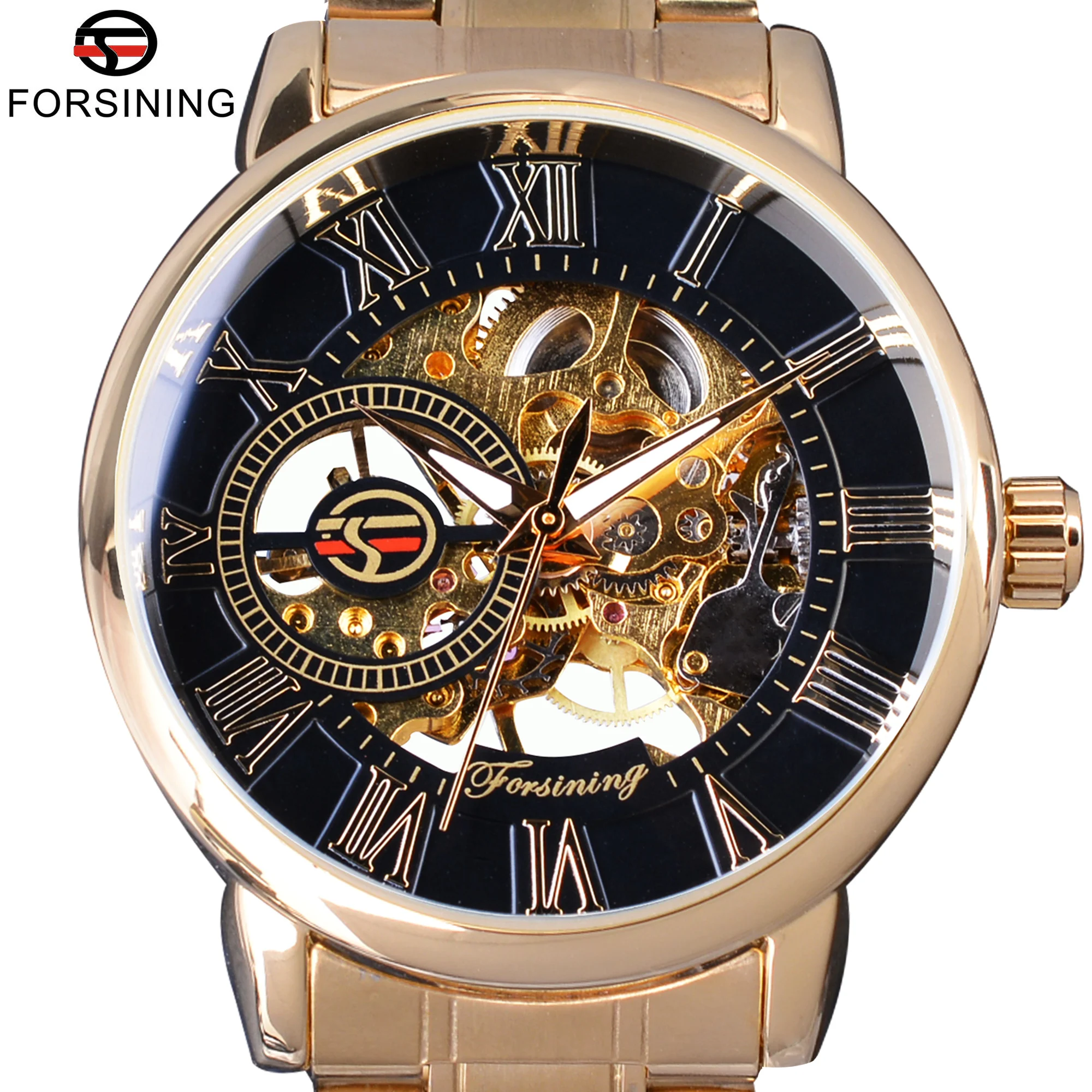 Forsining móda na sobě Retro Design Mechanické Skeleton hodinky Steampunk Design Transparent Mens hodinky Top značky Luxusní hodin
