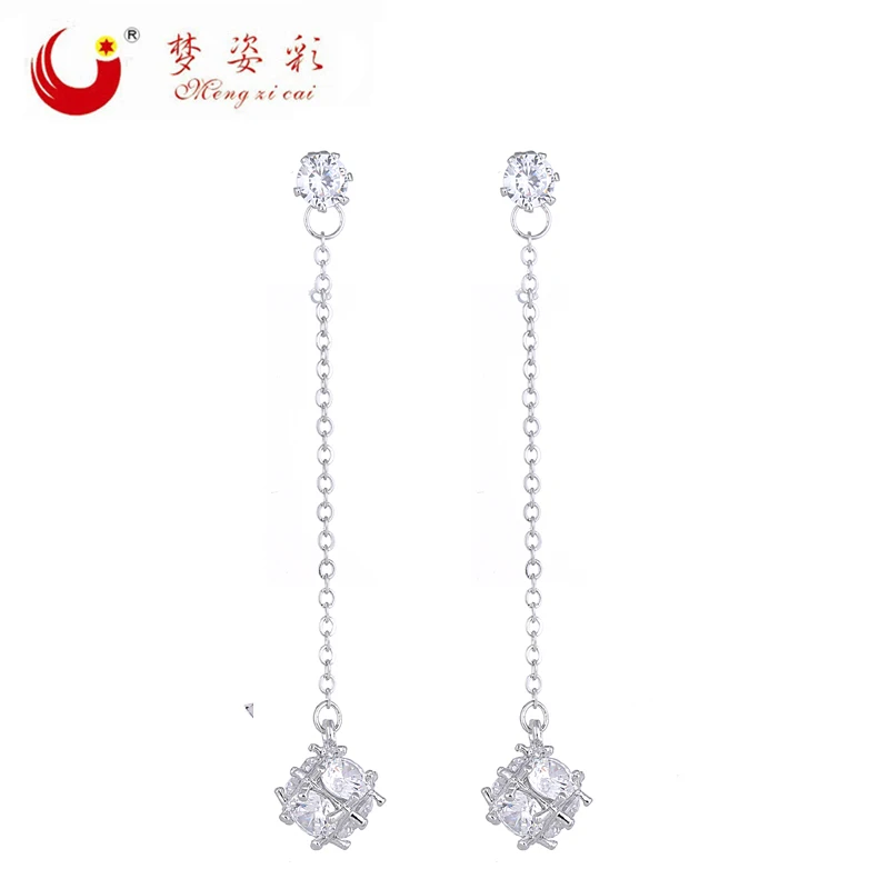 Женские серьги подвески MZC новые длинные в виде цветка с цирконом|big earrings for women|big