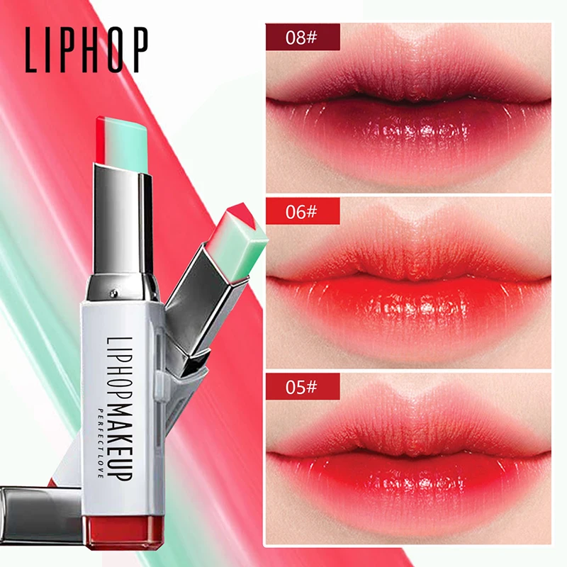 LIPHOP lipstick makeup Lips gradient color Korean style Two tint lip stick lasting Moisturizer waterproof V-type balm |