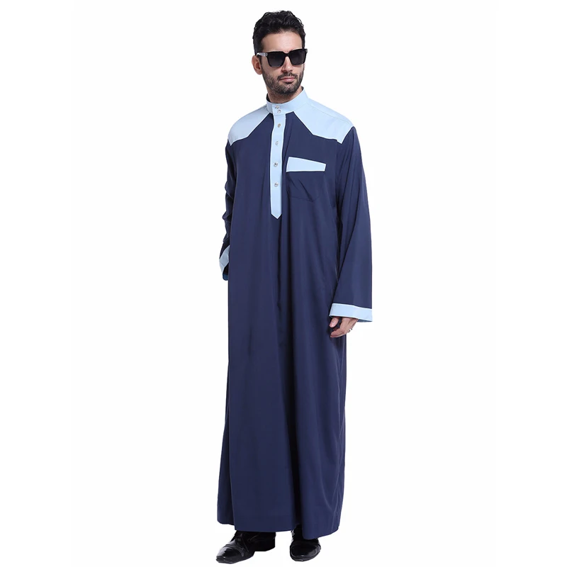 MISSJOY Исламская одежда Для мужчин мусульманский кафтан халат Арабская одежда Пакистана с длинными рукавами в стиле пэчворк Ropa Hombre