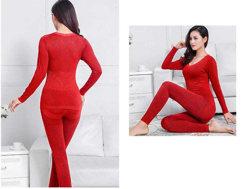 Queenral Thermal Underwear Women Long Johns For Women Winter Thermal Underwear Suit Seamless Breathable Warm Thermal Clothing  18