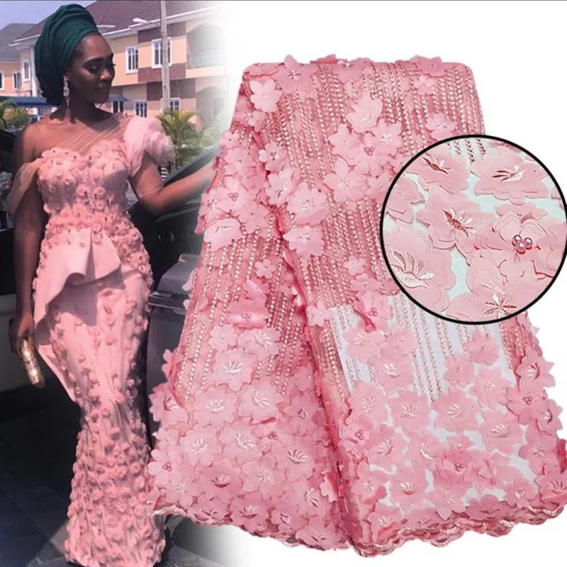 

3D Wholesale price beaded french lace fabric stones African lace fabric pretty tulle laces for party /wedding Christmas