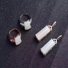 Китайские Ювелирное Украшение из нефрита комплект кольцо из стерлингового серебра 925 кулон ювелирные изделия