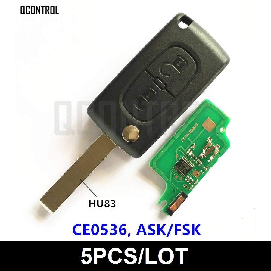 

QCONTROL Car Remote Key Suit for PEUGEOT 207 208 307 308 408 Partner (CE0536 ASK/FSK, 2 Buttons HU83)