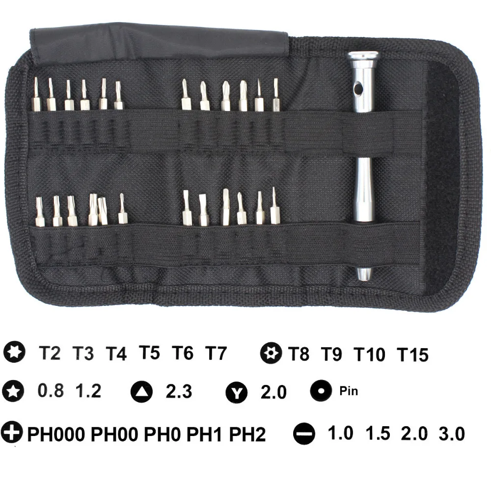 Набор прецизионных отверток SANHOOII 25 в 1, Холщовый кошелек Torx, сумка для iPhone, мобильных телефонов, электронные инструменты для ремонта
