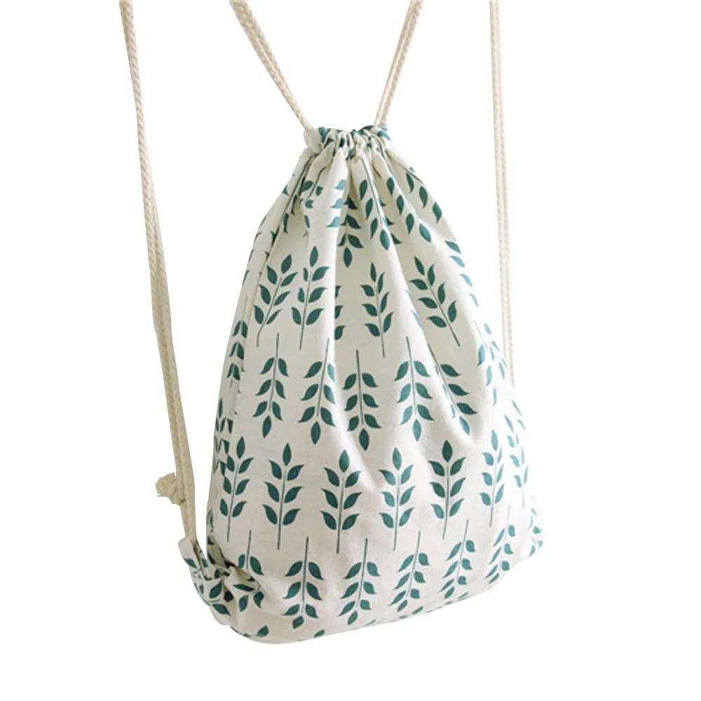 ISHOWTIENDA сумка на шнурке хлопок холщовый мешок для женщин пшеничное ухо Drawstring рюкзак для покупок дорожная сумка sac dos ficelle