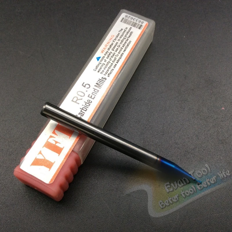 

YFT Radius 0.5mm End Mill Router Bit Milling Cutter 2-blade HRC 60 Carbide Shank Metal Tungsten Steel CNC Tools