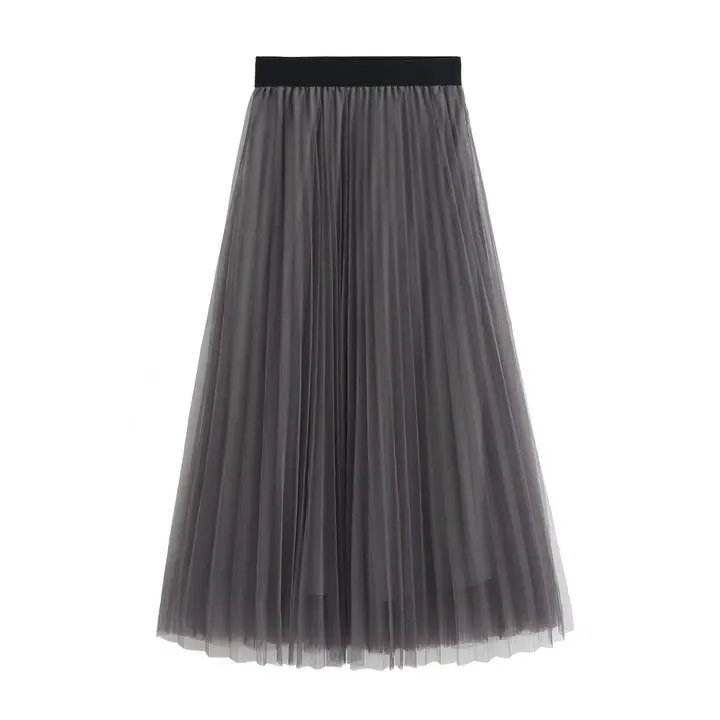 Осень/зима юбки новые женские визуально белые марлевые плиссированная юбка женские модные длинные юбки