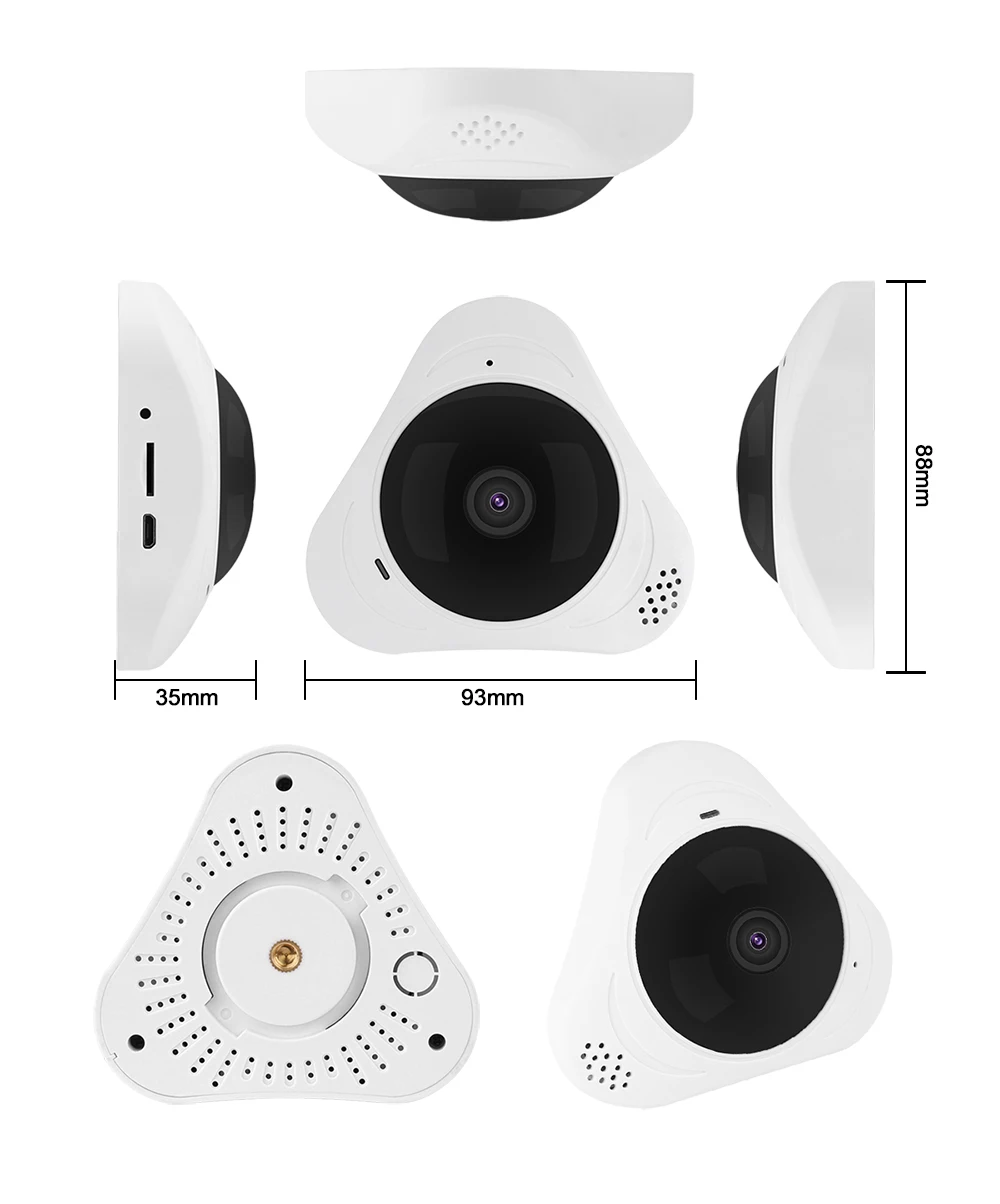 960P 3D VR WIFI умная камера панорамная IP 360 МП рыбий глаз беспроводная с разъемом для TF