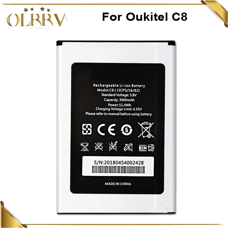 Запасной аккумулятор для Oukitel C8 Bateria Batterij Аккумулятор мобильный телефон 3000