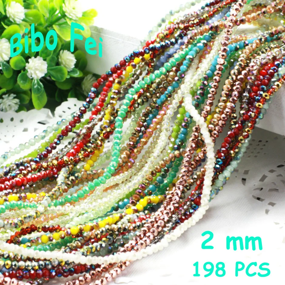

Free shipping multi color 2mm 198PCS Glass Czech crystal beads, wheel beads,transit beads,bracelet necklace Jewelry Making DIY