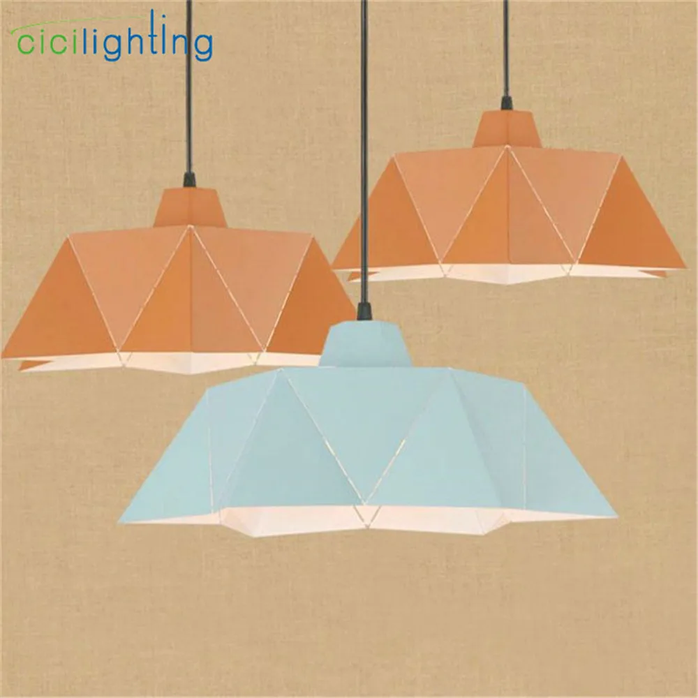 

Art Designer Geometry LED lutres chandeliers D40cm light blue amber Iron E27 adjustable lamparas de techo colgante moderna