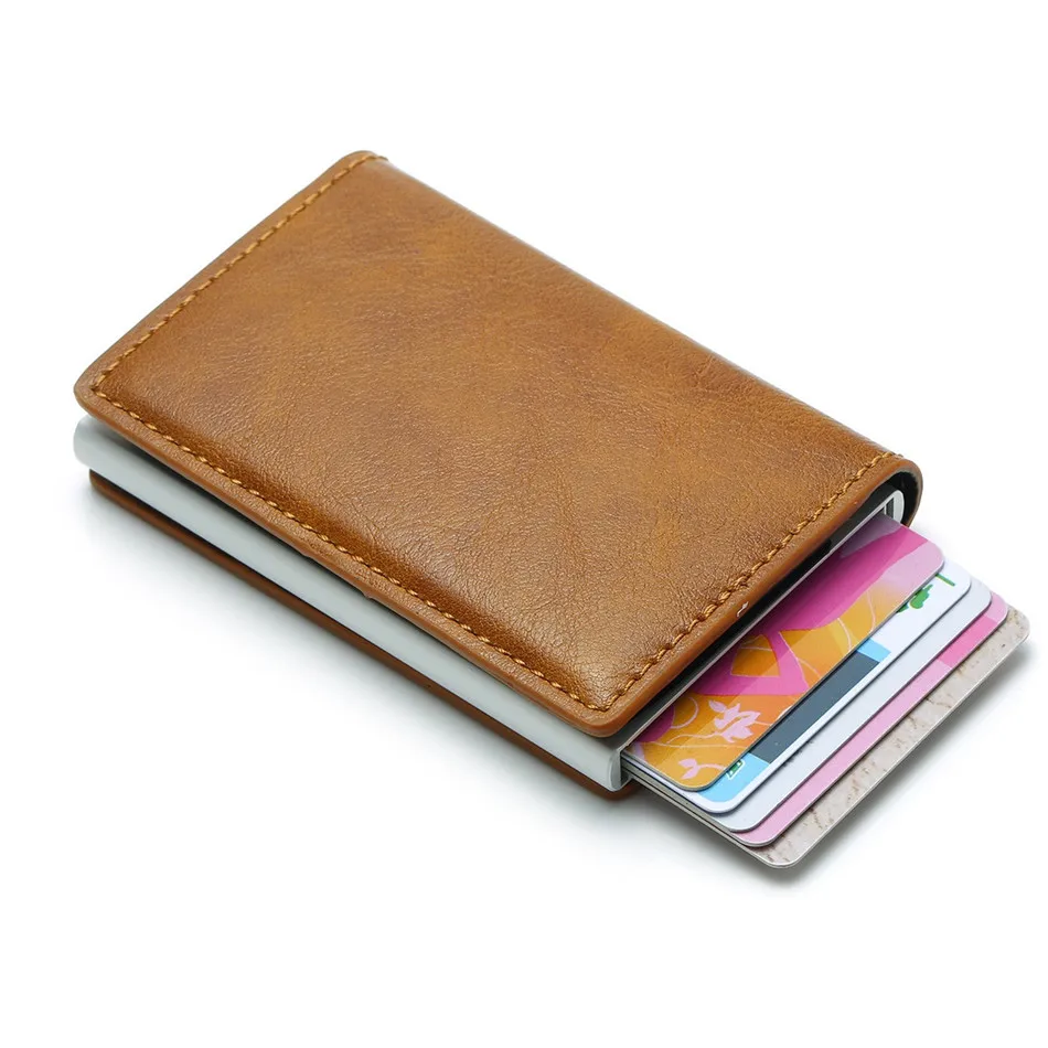 

Uniego Aluminum Wallet With Back Pocket ID Card Holder RFID Blocking Mini Magic Wallet Automatic Pop Up Credit Card Wallet HB230
