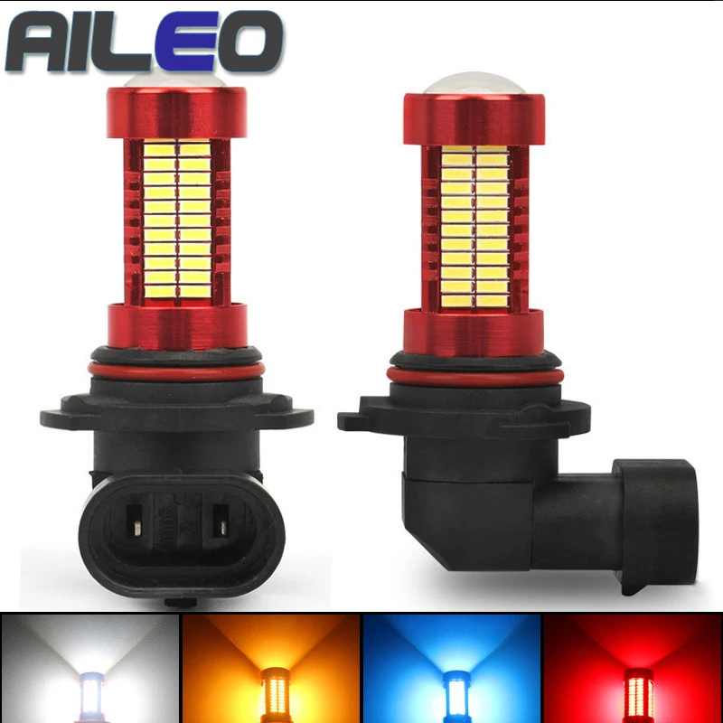 Aileo автомобилей головной светильник лампочка hb3 h10 H11 светодиодные hb4 h8 h9 h16JP 9005 9006 туман светильник 3000K белого и синего цвета цвет красный, желтый 12V 24V 2000LM 106 SMD