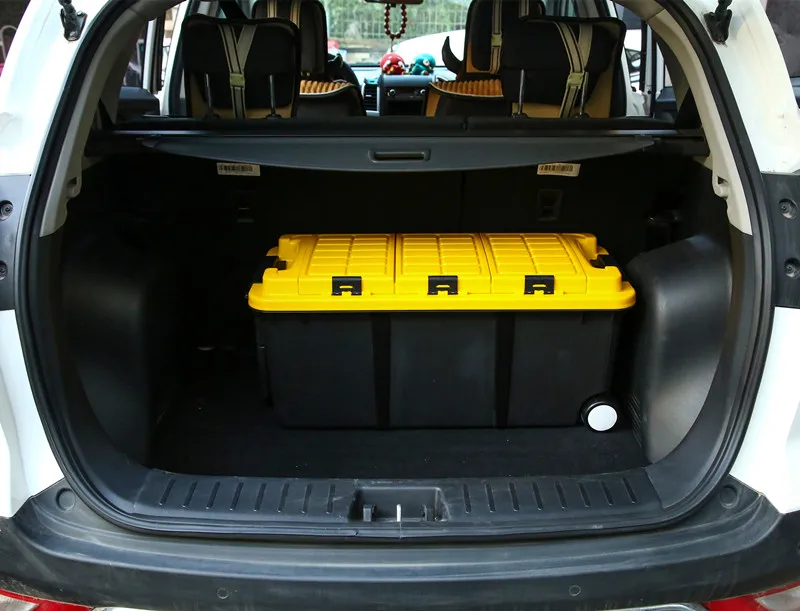 Best Autofans 75L Plastic Auto Trunk Storage Box Independent Cabinet Boot Organizer Wheel Car Trunk Container Boot Trolley Box S11 4