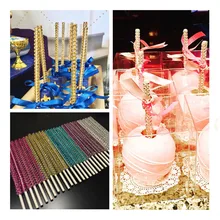 New 10pcs Candy Apple Sticks Candy Apple Sticks Skewers Bling Candy Buffet Supplies Dessert Buffet Sticks Bling Rhinestone the buffet