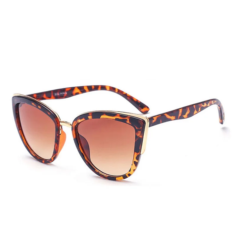 Elbru Cateye Sunglasses Women Vintage Gradient Glasses Retro Cat Eye Sun Glasses Female Eyewear UV400 Gafas lunette soleil femme - Цвет линз: Leopard Print