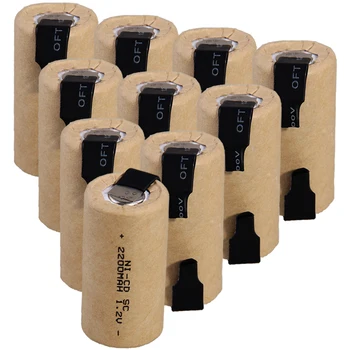 

real capacity 10 piece SC battery 1.2v NICD SUBC batteries rechargeable 2200mAh 4.25cm*2.2cm battery for power tools akkumulator