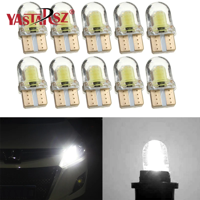 

1x5x10PCS car modeling light T10 194 W5W 168 COB 8-SMD silicone car LED super bright turn side panel lights spare bulb DC 12V