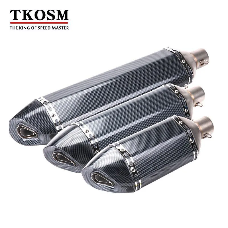 

TKOSM Motorcycle Yoshimura Exhaust Universal 51mm Length 570mm 470mm 380mm Stainless Steel Face Motorbike Exhaust Muffler Escape