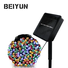 F5 70/100/200/500 светодиодный открытый солнечные лампы гирлянды светодиодный огни Фея праздник для рождественской вечеринки гирлянды Солнечный сад Водонепроницаемый огни