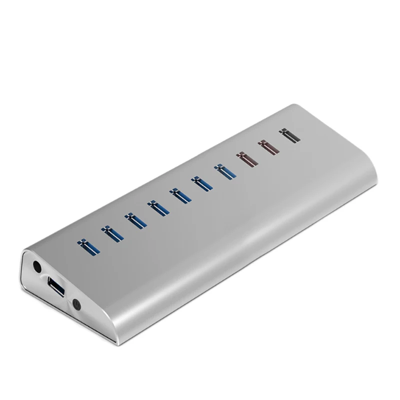 Алюминиевый 10 портов (7 * USB3.0 + 2*1V 1A 1 QC2.0) usb хаб Супер Скоростной разветвитель с