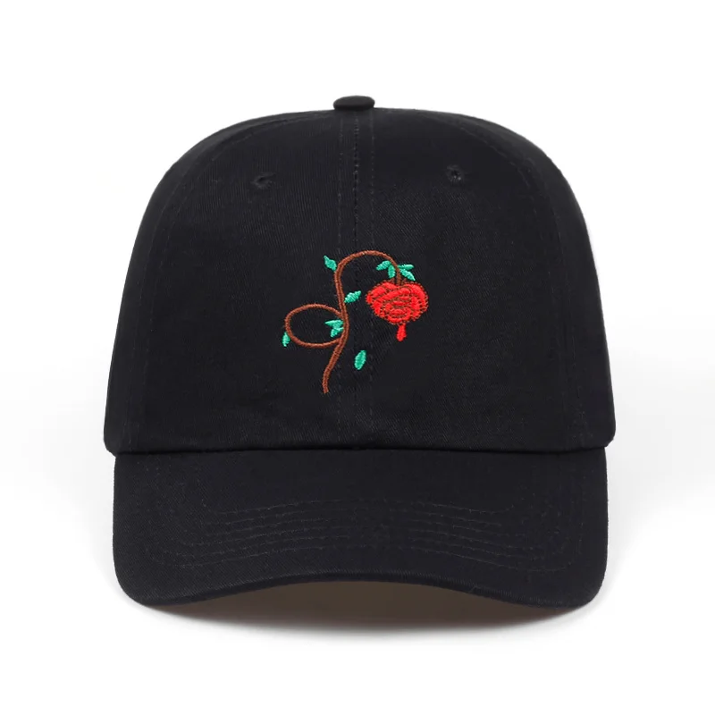 

new cotton rose Blood drop dad hat for women men adjustable flower baseball cap embroidery snapback hat curved summer golf cap