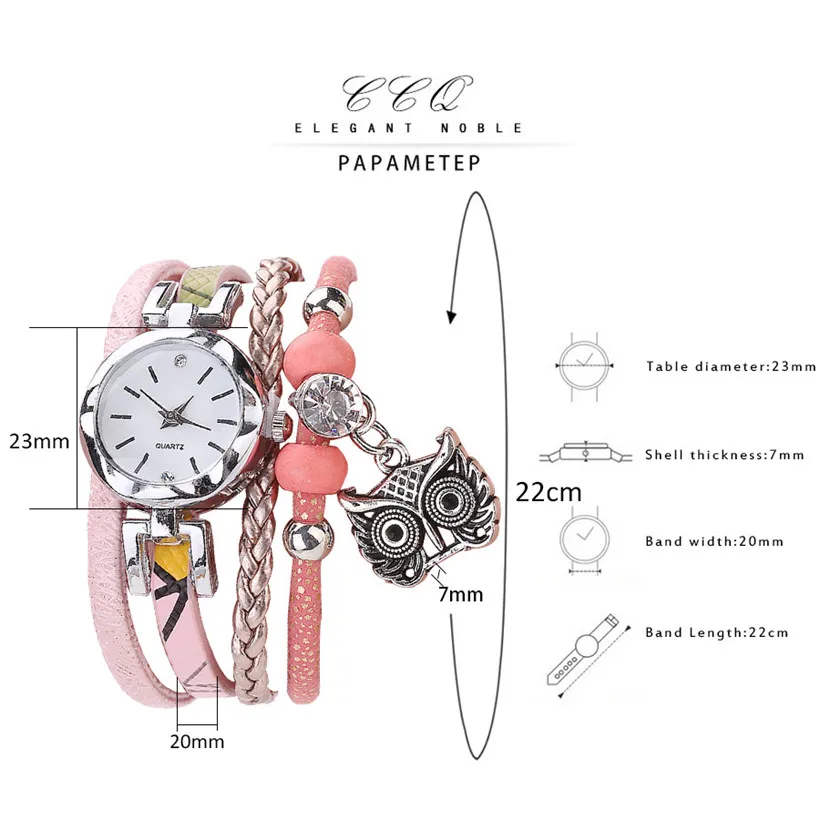 Новое поступление роскошные женские часы CCQ Модные женские аналоговые кварцевые часы с подвеской в виде Совы Женские часы с браслетом bayan saat