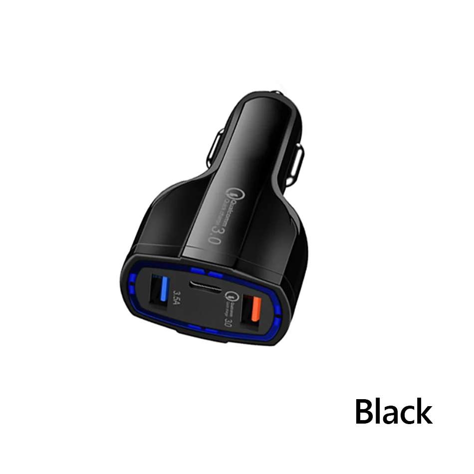!ACCEZZ Universal Mini Double Port USB QC Car Charger Quick Charge 3.0 2.0 With LED Fast Type-C Car Phone Charger For Samsung S8 (10)