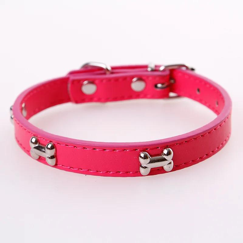 Bone Leather Durable Pet Dog Collar Pet Supplies Accessories Neck Strap Collar For Dog Puppy Pug Collars For Small Large Dogs 