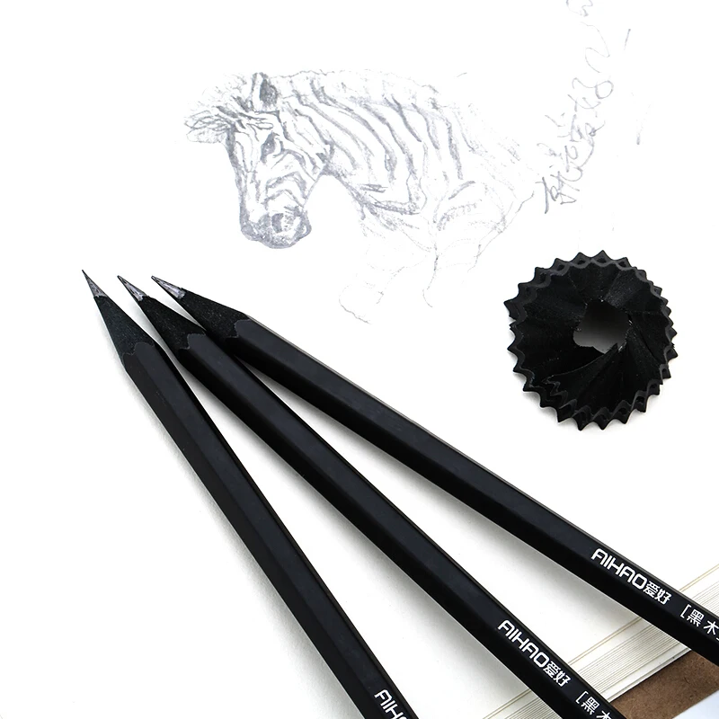 

10pcs/lot 2B Sketching Drawing Art Professional Black Wooden Pencil School Stationry Artist Supplies