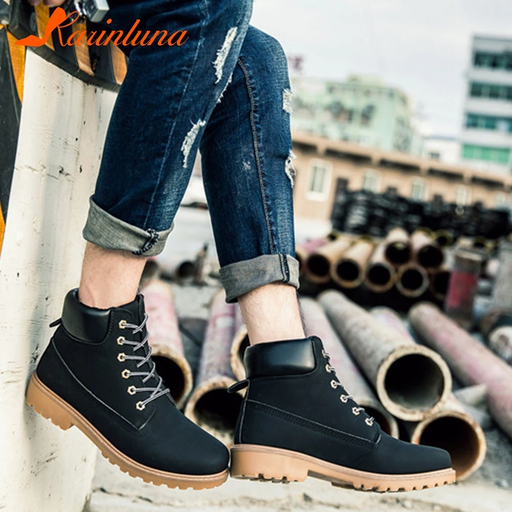 

KARINLUNA Winter Boots 2019 New Lace Up British Wind Warm Students Flat Women Snow Boots Velvet Martin Ankle Boots Shoes Woman