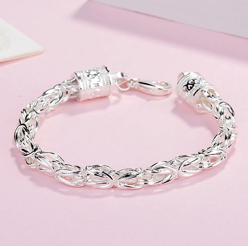 

Silver 925 Bracelets for Men Women 8 inch Dragon Chain Bracelet & Bangles Pulseira Homme Fashion Jewelry Christmas Gifts Bijoux