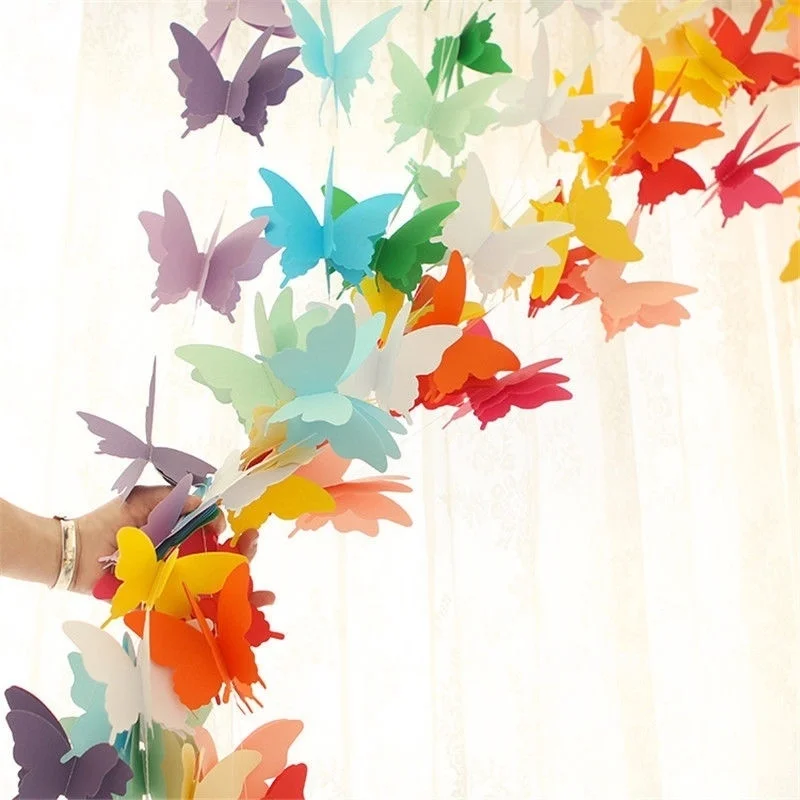 

3M Length Paper 3D Butterfly Hanging Garland Home Party Banner Happy Birthday Wedding Garland Bunting Shop Mart Decor