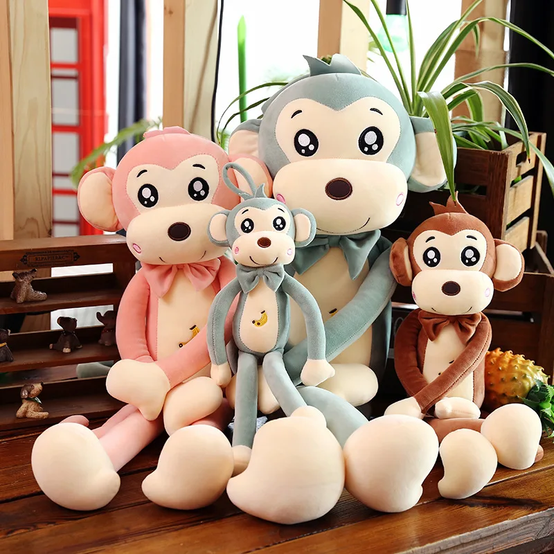 

40 55 75 85 cm Height Large Plush monkey Doll Toy Kids Sleeping Back Cushion Cute Stuffed monkey Baby Accompany Doll Xmas Gift