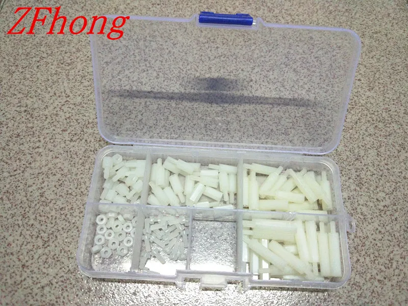 

120pcs/box m3 m3*6/10/15/20+6 nylon standoff spacer screw nut kit