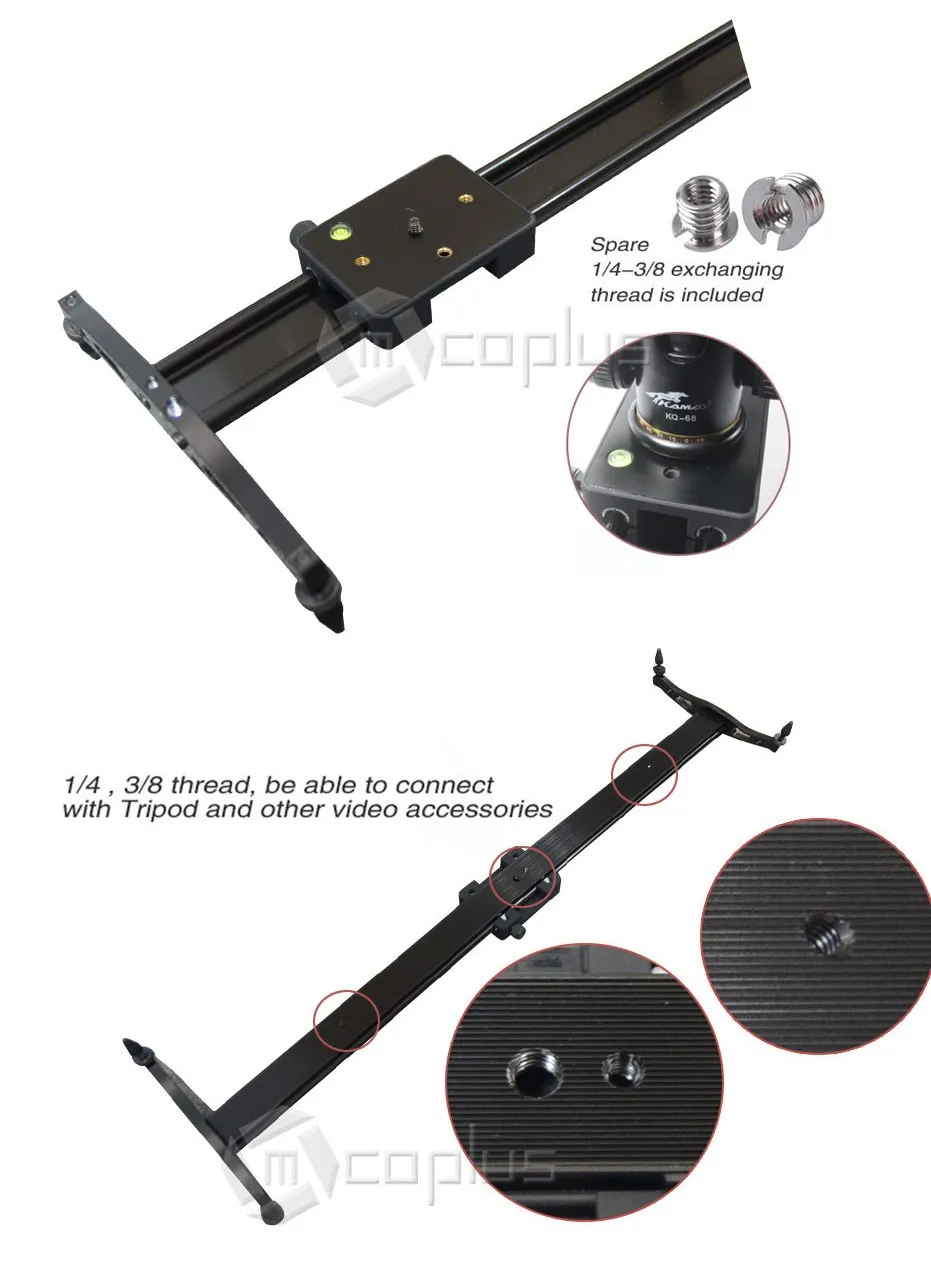 Mcoplus Профессиональный портативный Commlite 60 см/2" раздвижной коврик для камеры слайдер Долли стабилизатор системы для DSLR видеокамеры