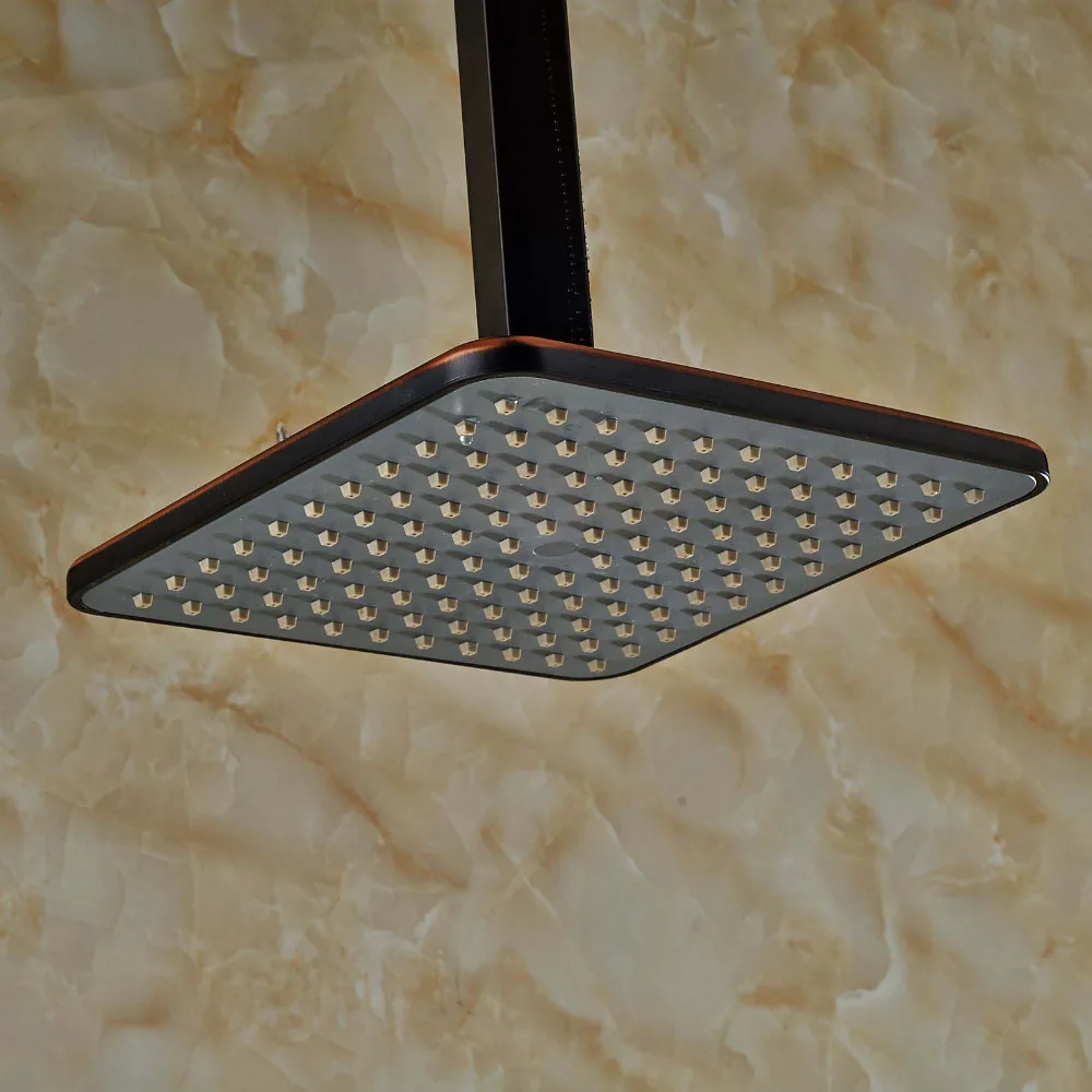 ABS 8" Square Rain Shower Head + Shower Arm Modern Square Shower