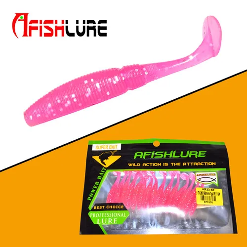 Afishlure, 15 шт./лот, мягкая рыболовная приманка, приманка, 1 г, 50 мм, светящаяся, весло, хвост, мягкая, Grubs, светящаяся в темноте, Т-образный хвост, приманка, джиг, голова, приманка для окуня - Цвет: 5