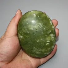 HIMABM 1 Pcs natural olive jade basalt stone SPA massage for face beauty relax health body chakra reiking healing stone health