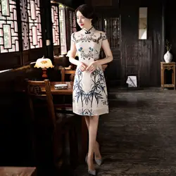 Vestidos Винтаж платье Qipao Cheongsam Восточный платье китайское традиционное платье Для женщин воротник-стойка