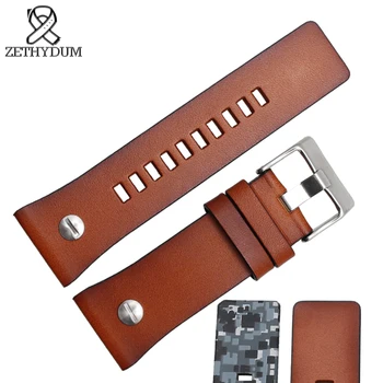 

mens leather bracelet 28mm bands brown camouflage strap for diesel watches band DZ7311/7314/7332/7348 wristwatches band