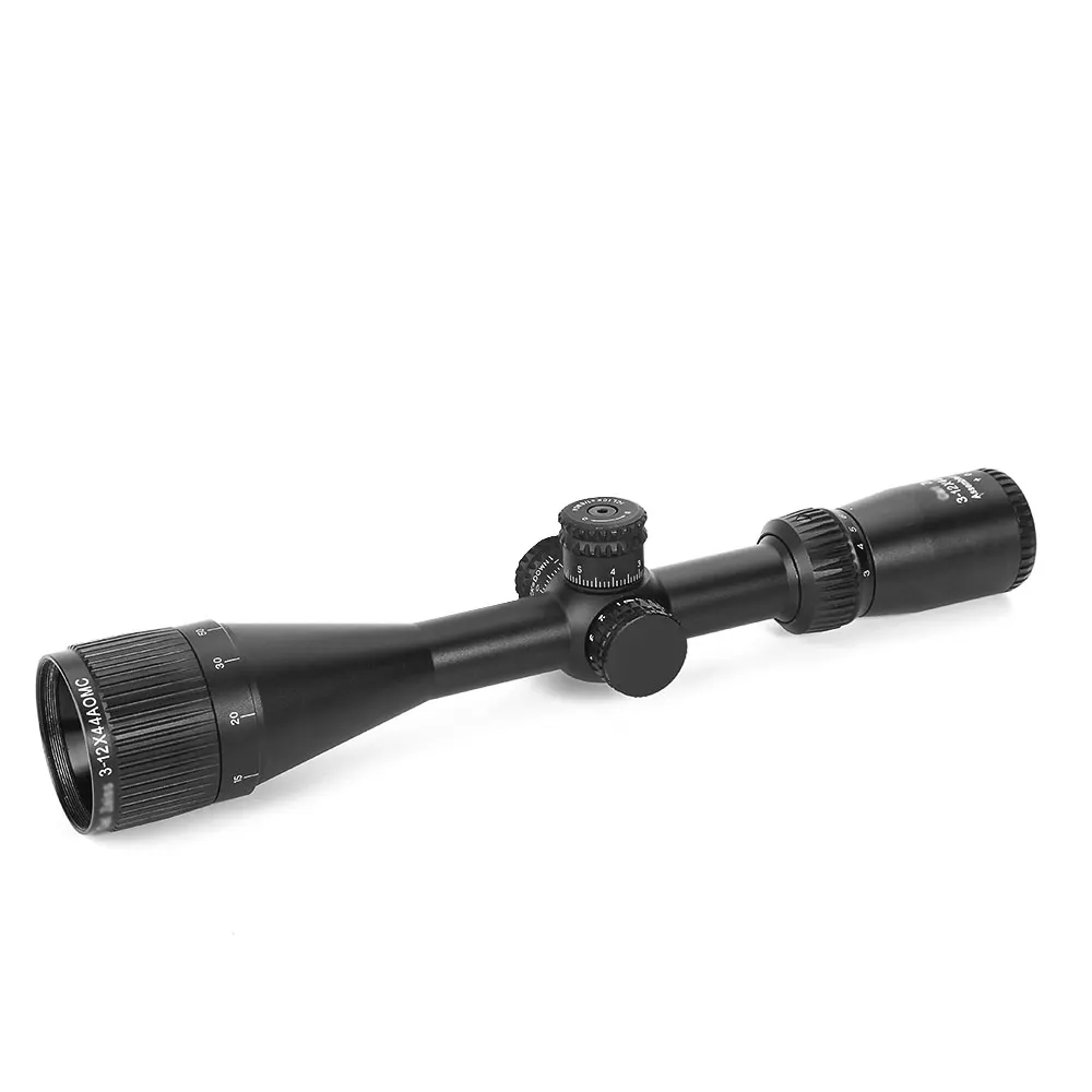 Люгер 3-12x44 AOMC охотничьего ружья Air Gun Сфера красный зеленый синий светящаяся сетка прицелы тактический оптические прицелы